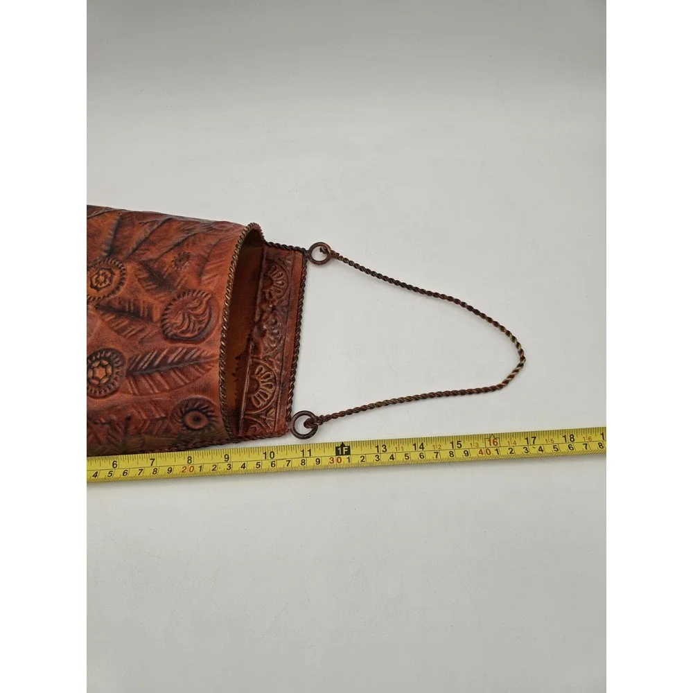 Metal Hanging Wall Pocket Orange Floral‎ Repousse Embossed